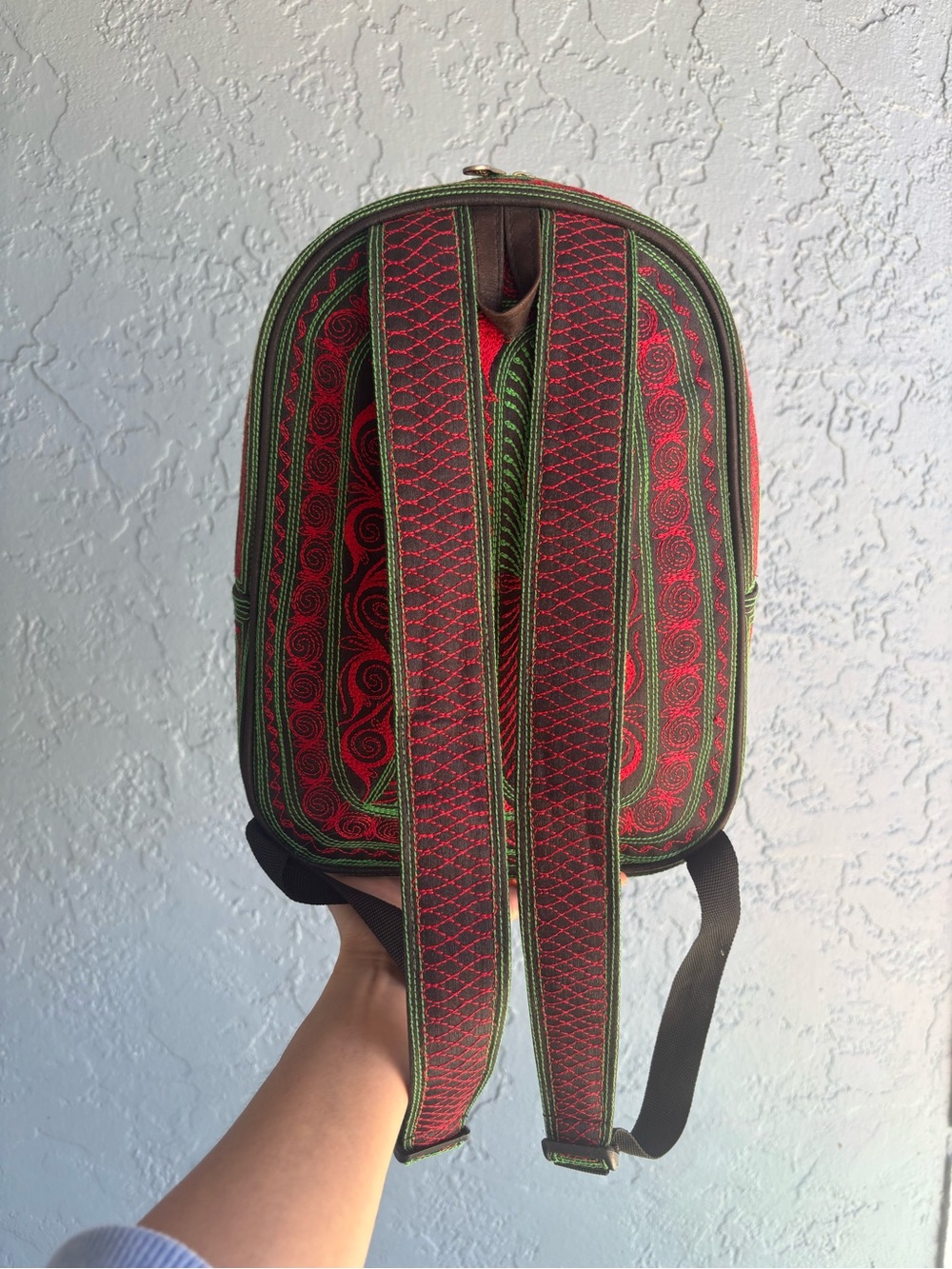 Embroidered Red & Green Mini Backpack - Picture 6 of 12